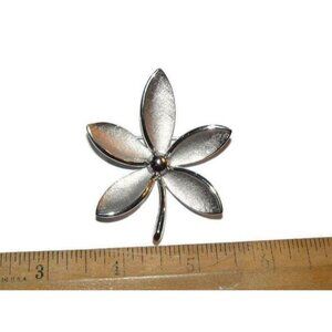 Crown Trifari Silver Tone Flower Brooch